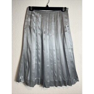 Burberry Pleated All Silk Gray Skirt Italy Sz 4 Timeless Classic Chic